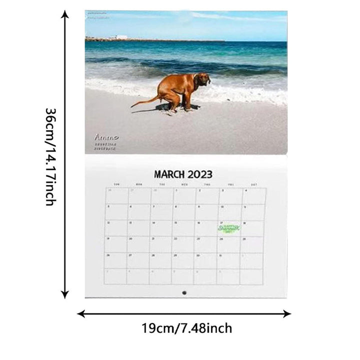 "2023 Hundkalender för hundälskare, glansigt papper, bilder av hundar i avslappnade poser, perfekt rolig present."