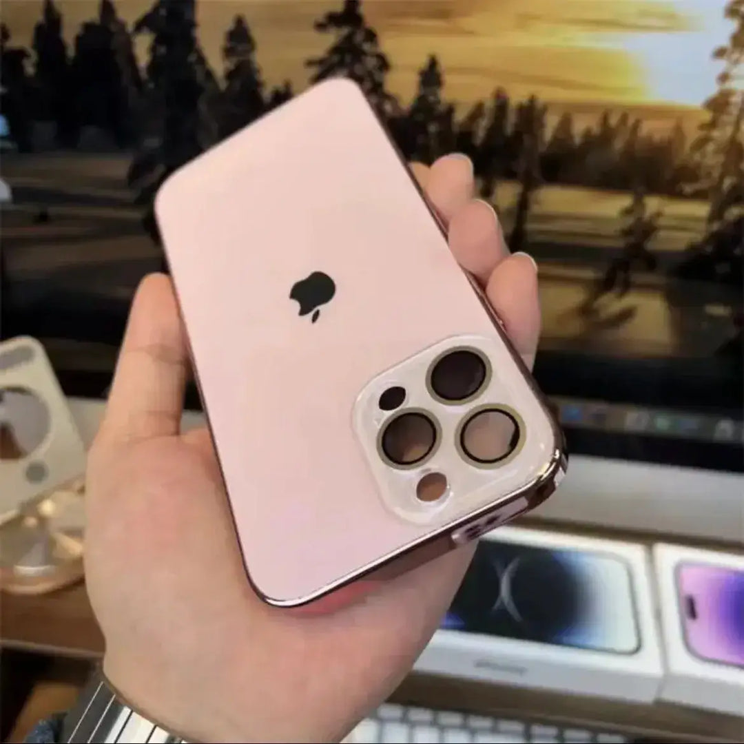 Elektropläterat Matt Akryl Glas iPhone Skyddsfodral