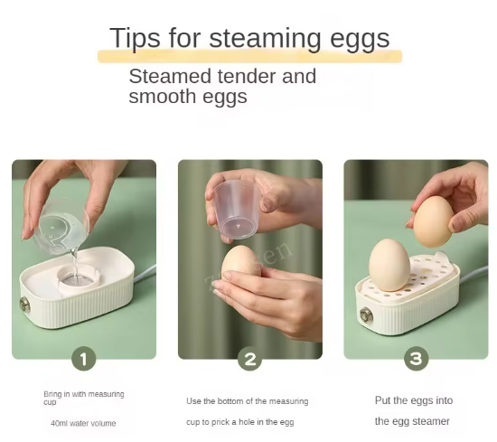 Kompakt äggkokare för två ägg med transparent lock för enkel övervakning