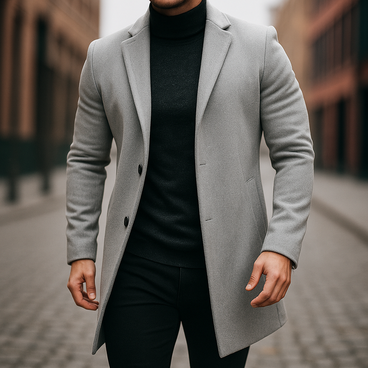 Stilren herrrock i klassisk trenchcoat-design för höst och vår