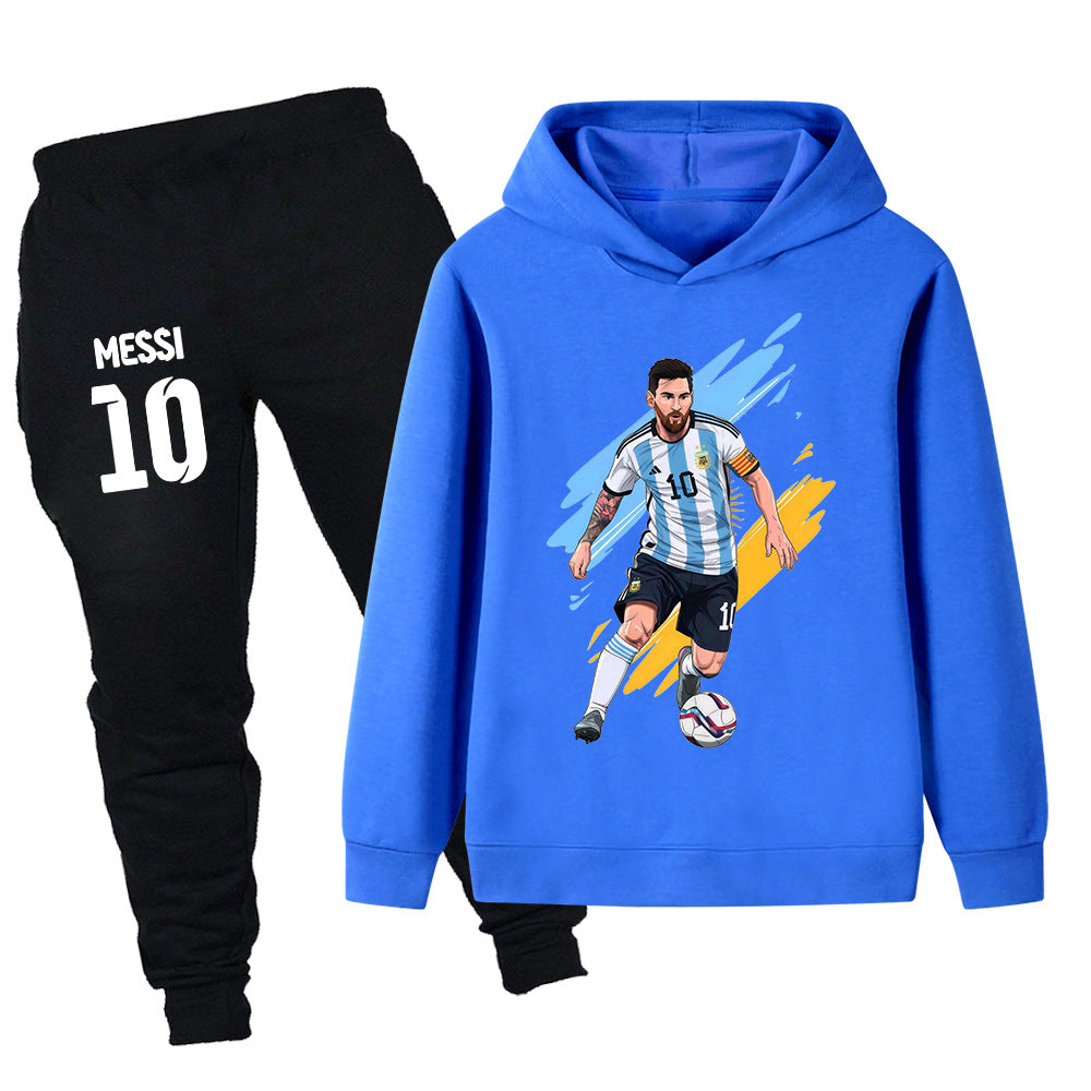 Blå Lionel Messi träningsoverall med hoodie och byxor för barn