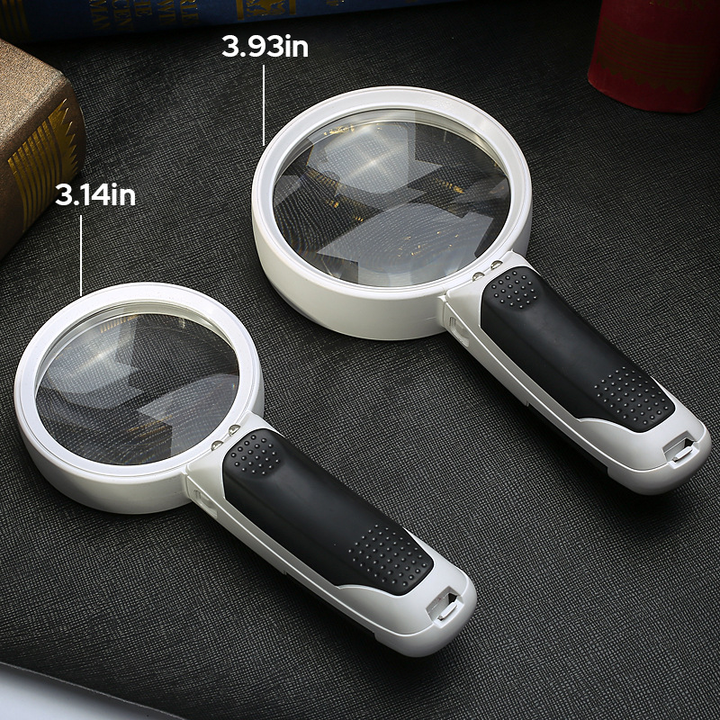 20x förstoringsglas med LED-ljus; 80 mm akryllins, lätt design, perfekt för detaljerad syn och läsning för äldre.
