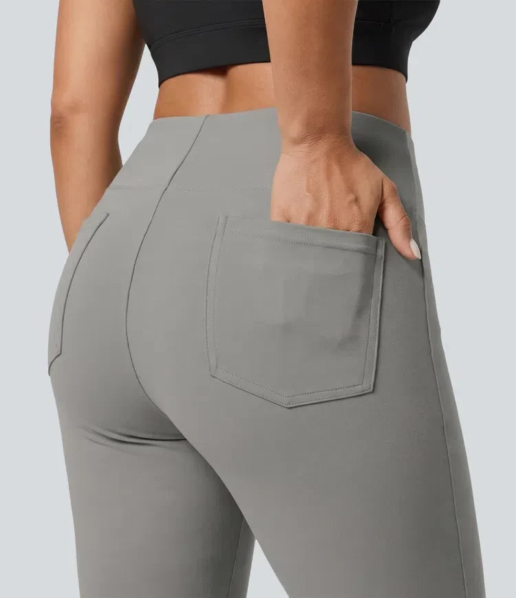 Snygga dambyxor med hög midja och praktiska fickor i plus size