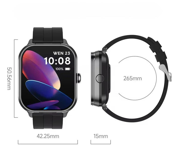 Smartwatch med trådlösa hörlurar och pulsmätare i modern design