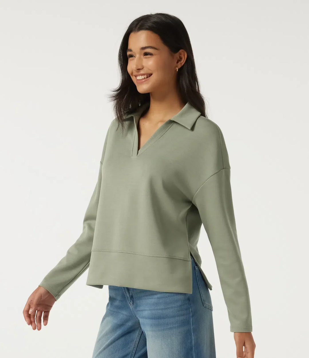 Modemässig dam sweatshirt med praktisk och snygg krage