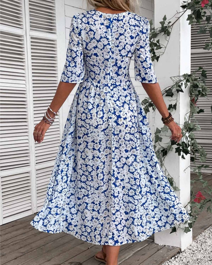 Fräsch blommig slim fit klänning