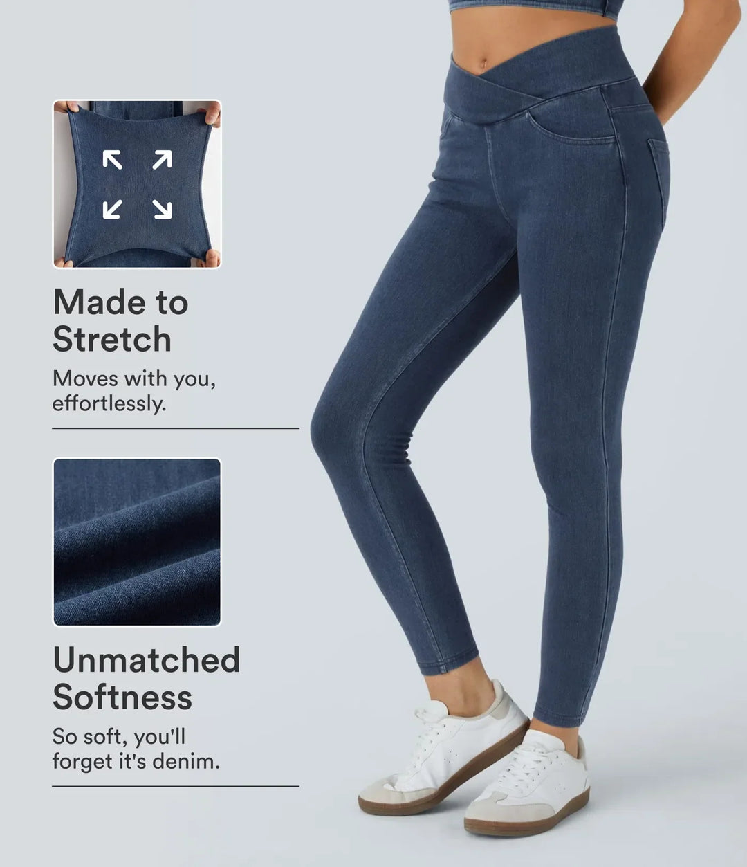 Figurnära stretch leggings för dam med unik skärning