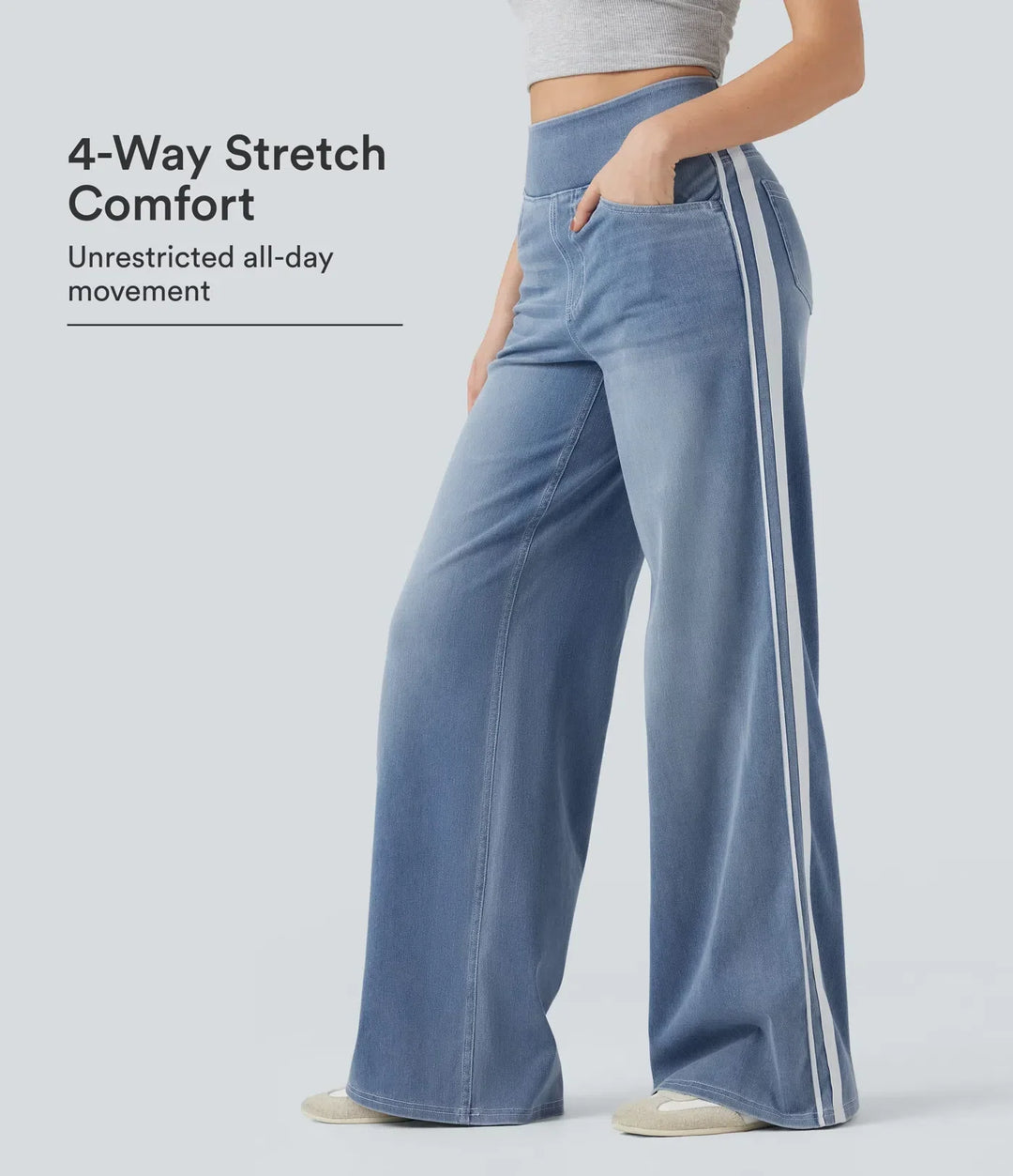 Stilrena vardagsjeans för kvinnor med hög midja och randdetalj
