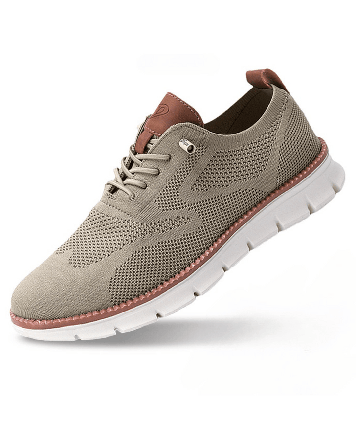 Beige herrsneaker med vit sula i modern design