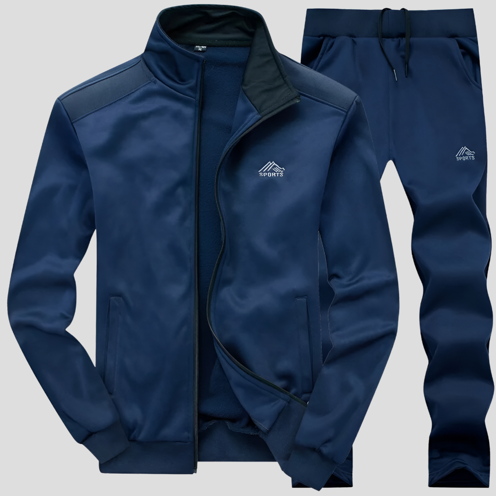 Blått sportigt joggingset för utomhusträning