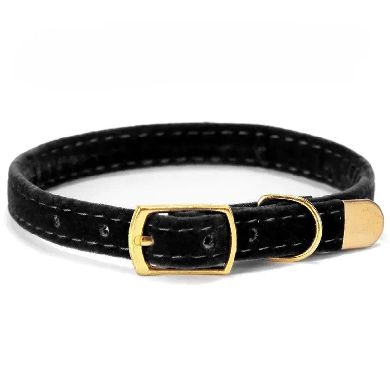 Sammet katt halsband med guldspänne – mjukt och justerbart
