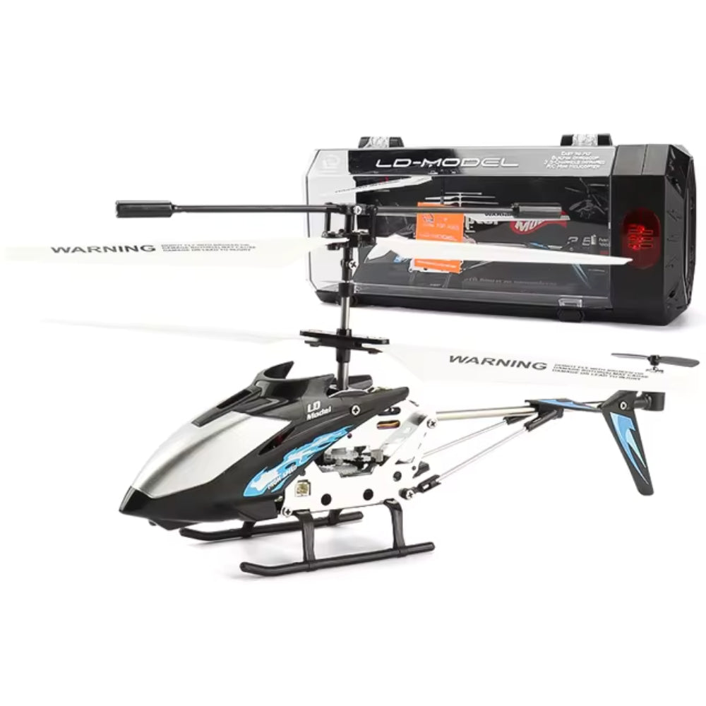Radiostyrd RC helikopter med stabiliserande gyrokontroll och tålig metallram