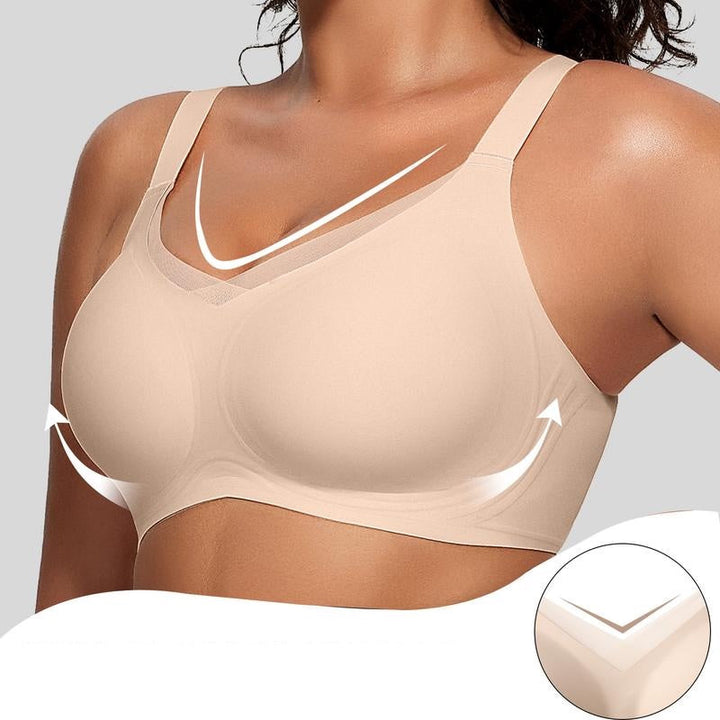 Bekväm damunderkläder plus size bh med rundad mesh urringning
