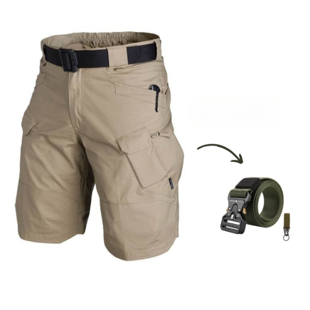 Gröna cargo-shorts för herr med praktiska sidofickor och sommarstil