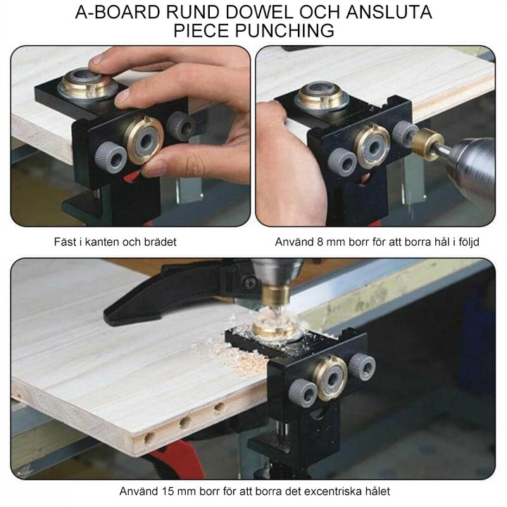 Justerbart 3-i-1 borrverktyg för träbearbetning, tillverkat av aluminiumlegering för exakt precisionsarbete, idealiskt för träbearbetnings- och DIY-projekt.