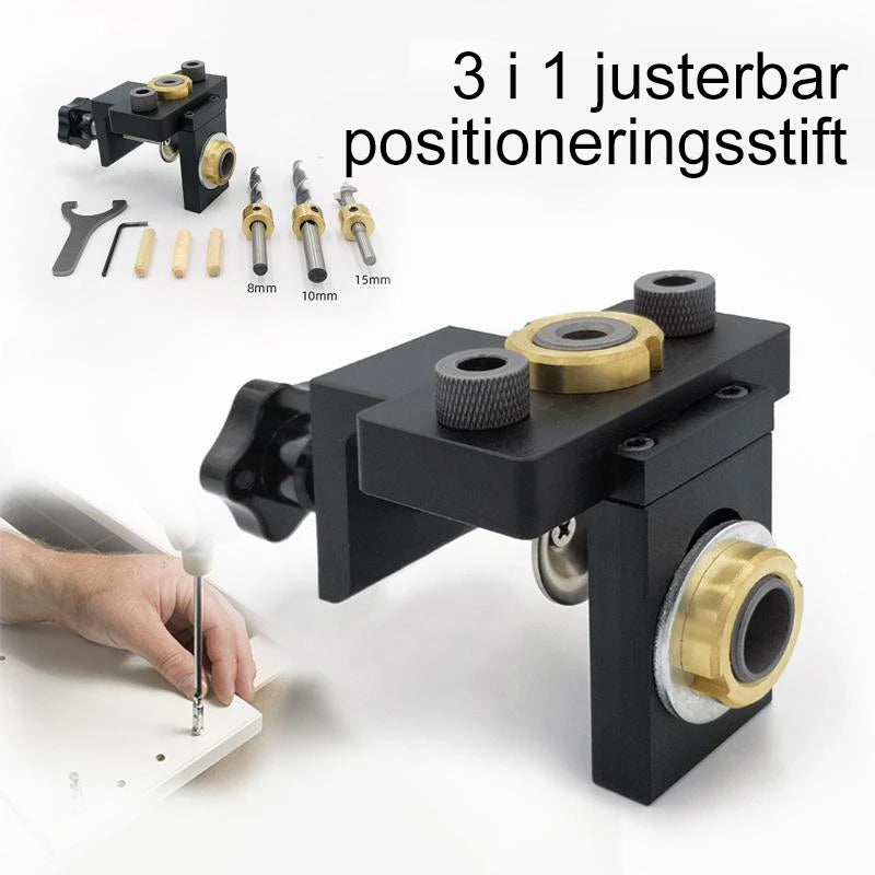 Justerbart 3-i-1 borrverktyg för träbearbetning, tillverkat av aluminiumlegering för exakt precisionsarbete, idealiskt för träbearbetnings- och DIY-projekt.