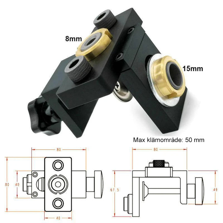 Justerbart 3-i-1 borrverktyg för träbearbetning, tillverkat av aluminiumlegering för exakt precisionsarbete, idealiskt för träbearbetnings- och DIY-projekt.