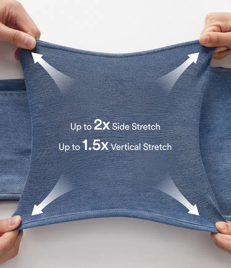 Blå damjeans med vida ben nedtill och bekväm stretch