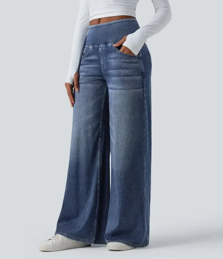 Trendiga baggy jeans med vida ben för en stilren look
