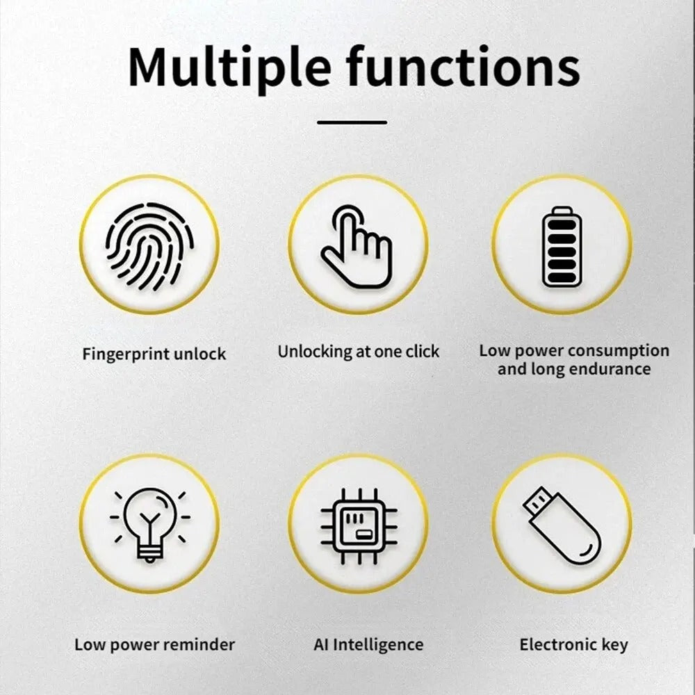 Detaljbild på smart hänglås med biometrisk fingeravtrycksläsare