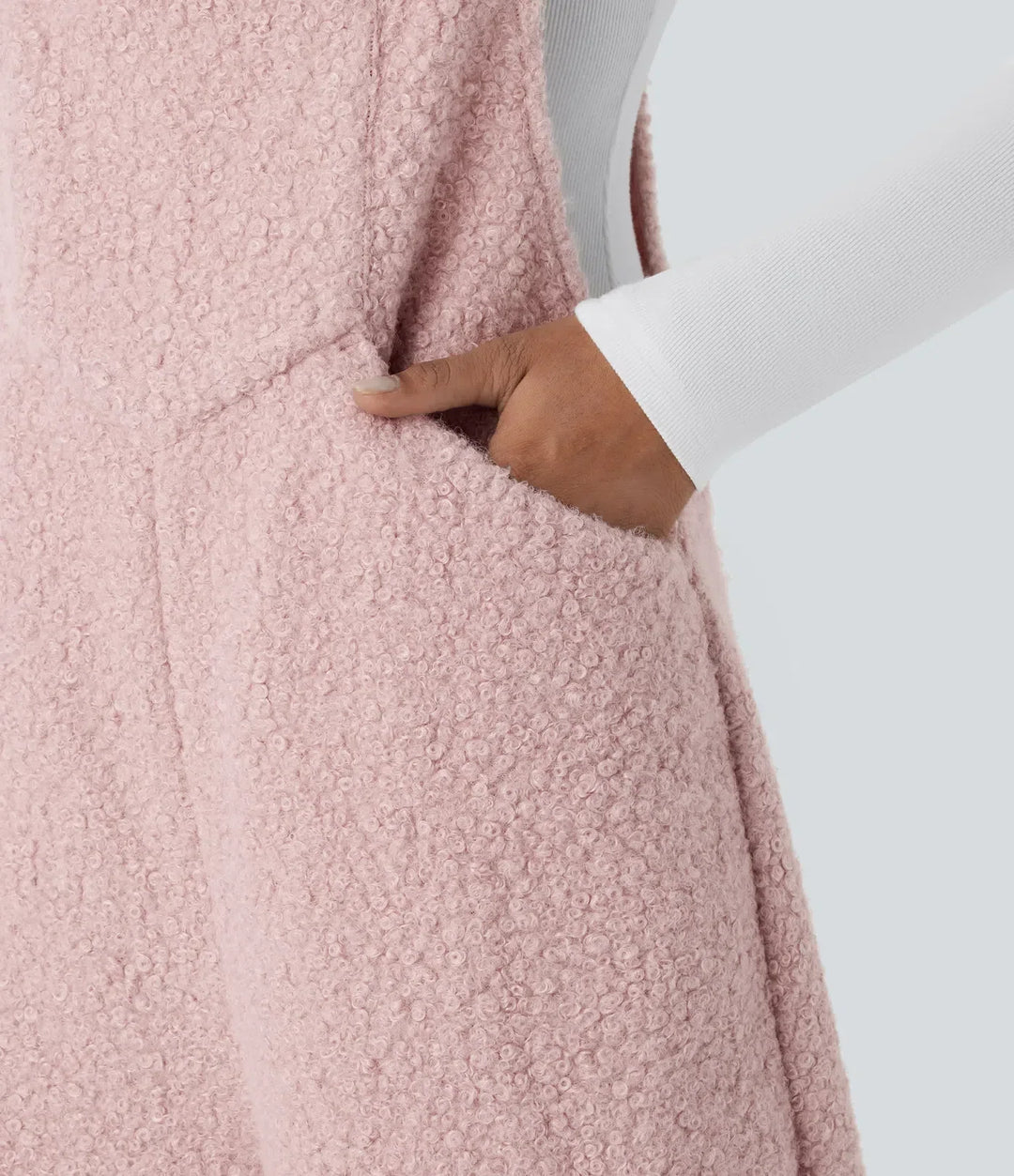 Bakifrån: brun dam overall i bekväm och skön teddy