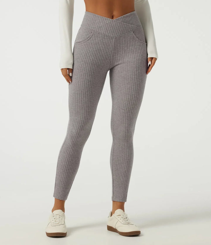Stilrena ribbade vardagsleggings med hög midja och snygg passform