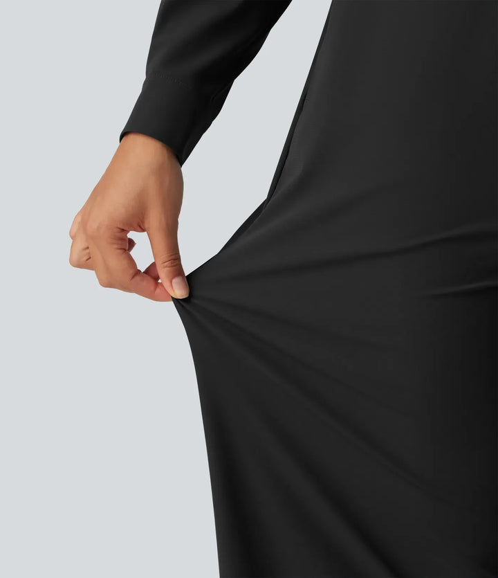 Baksida av elegant svart jumpsuit med raka ben för dam