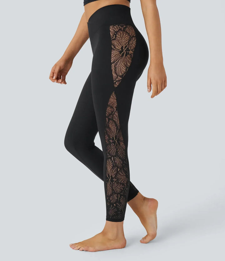 Beiga eller hudfärgade yogaleggings med hög midja