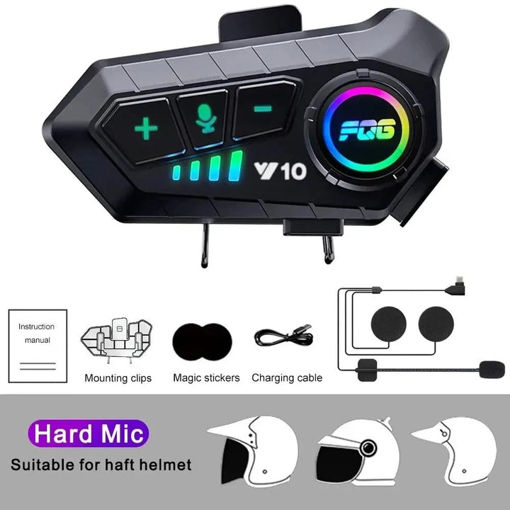 MC headset med mikrofonalternativ för olika hjälmtyper