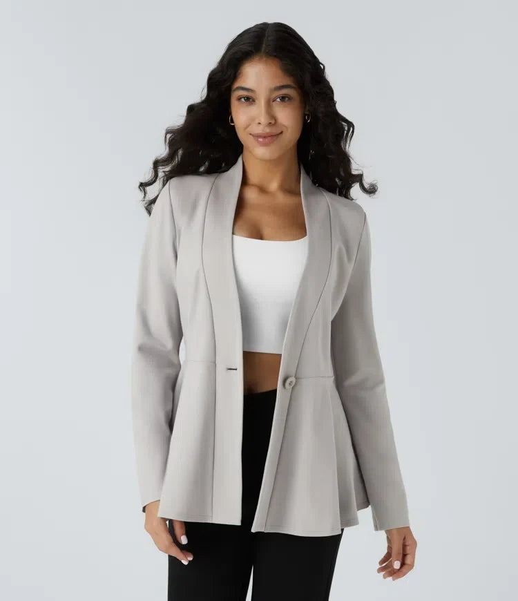 V-ringad peplum arbetsjacka för dam, perfekt för en professionell look