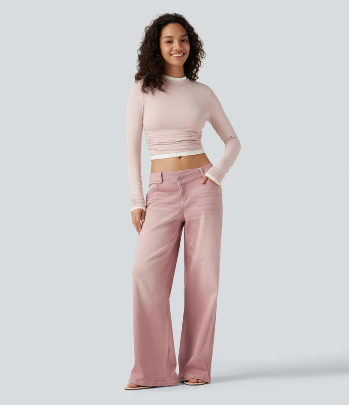 Moderna damkläder: trendiga jeans med låg midja