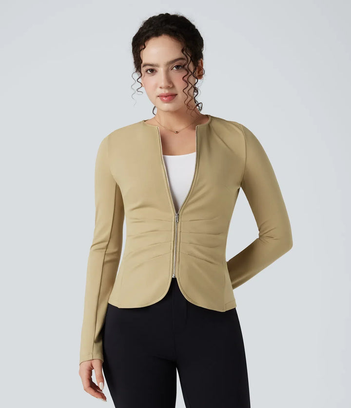 Elegant och nätt damkavaj med dragkedja för en stilmedveten look
