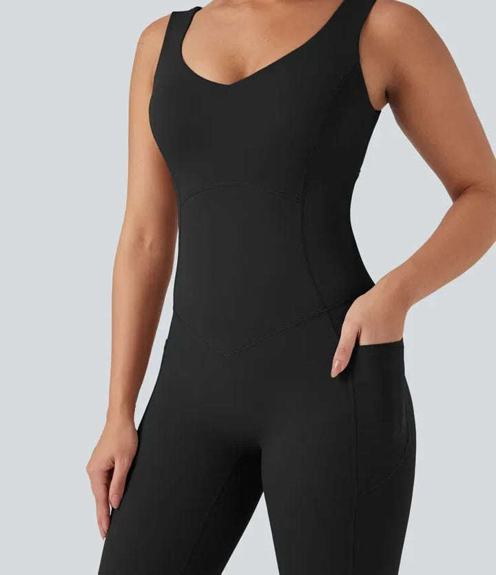 Svart activewear jumpsuit för träning och yoga