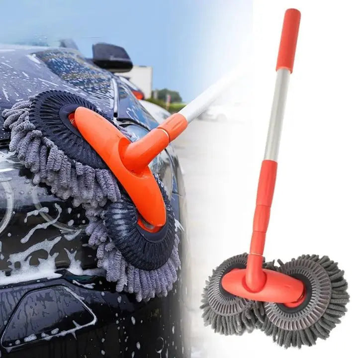 Mikrofibermopp med dubbla huvuden som tvättar bilhuv