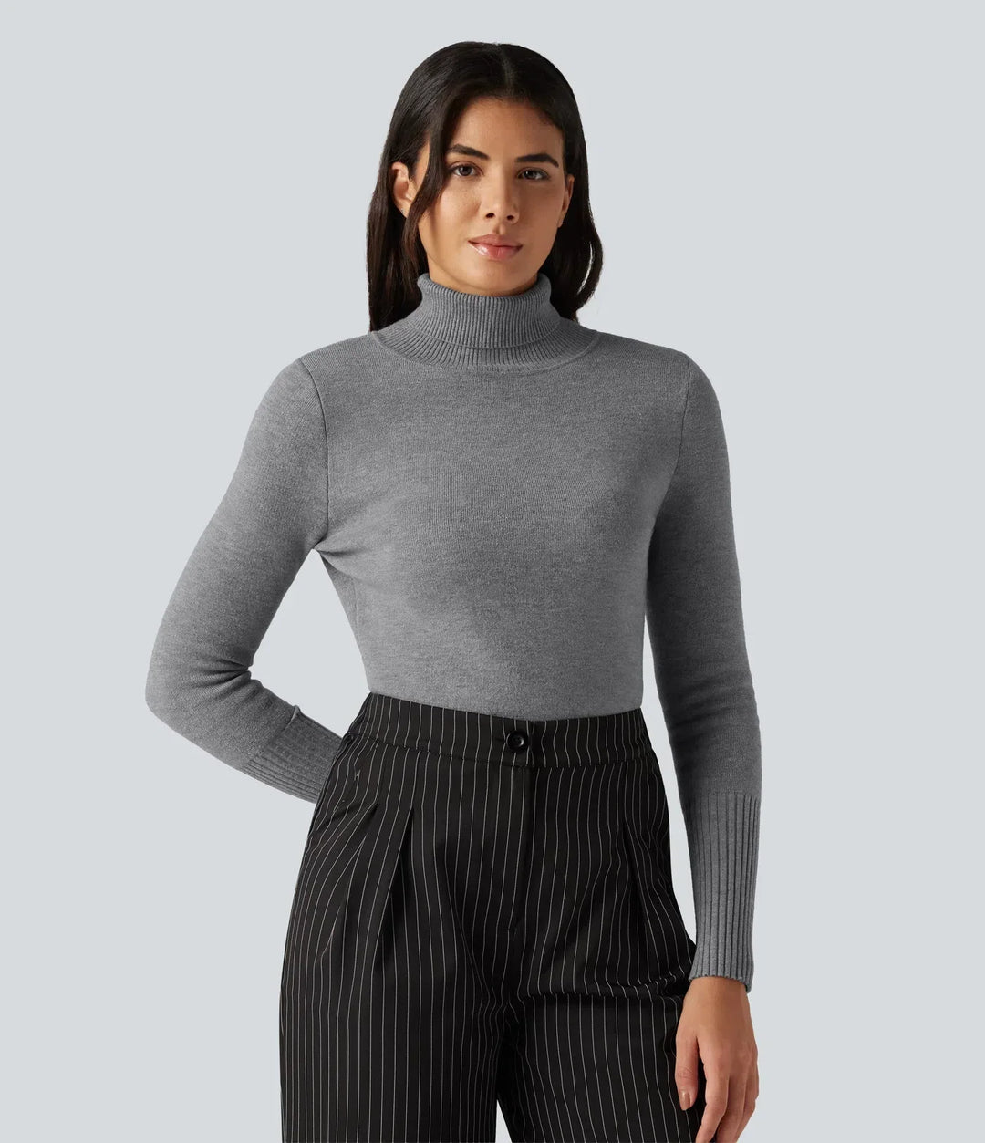 Långärmad vardagströja för dam med turtleneck