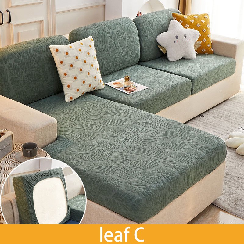 Grönmönstrat bladformat sofföverdrag i leaf C stil