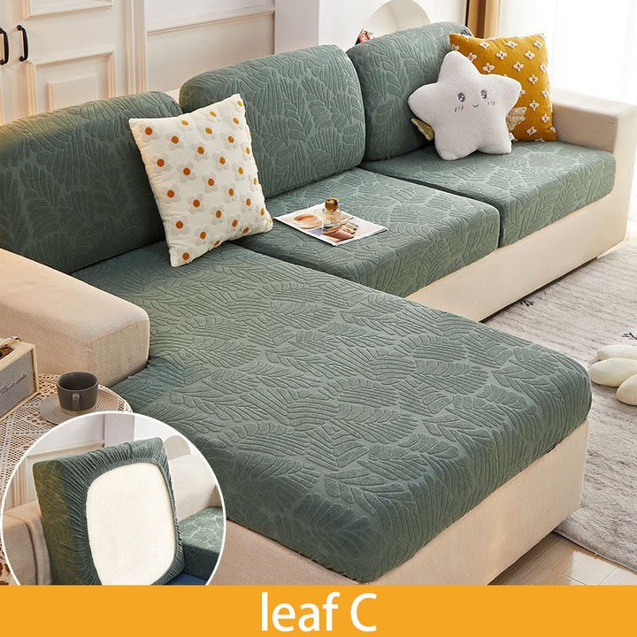Grönmönstrat bladformat sofföverdrag i leaf C stil
