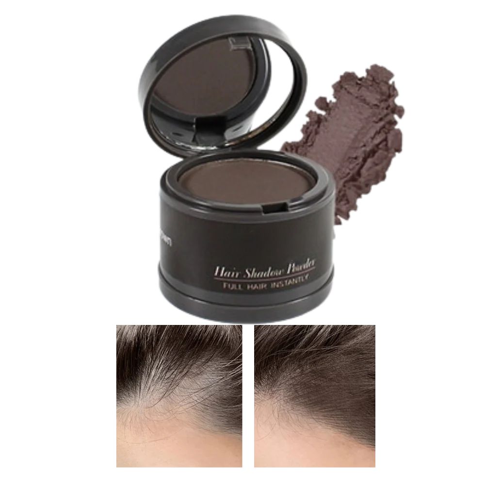 Kompakt hårrotspulver med spegel och svamp för touch-ups på språng