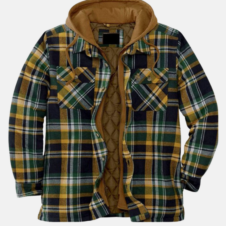 Grön rutig overshirt jacka med dragkedja och knappar