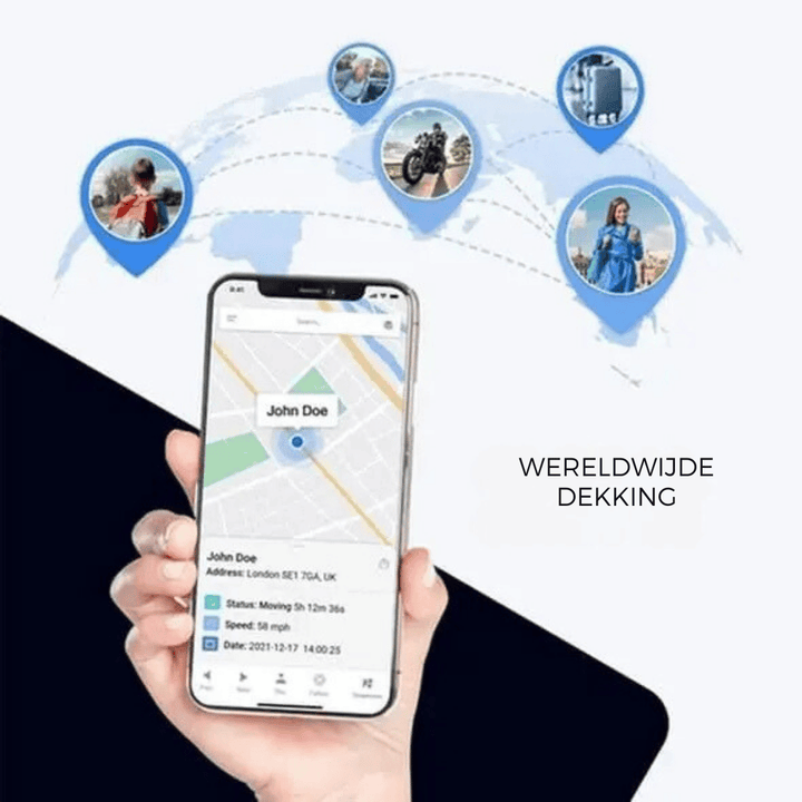 Svart mini GPS-spårare för bil och nycklar placerad på ett bord