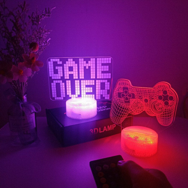 Gamer lampa i akryl med färgstarkt LED-ljus och fjärrkontroll