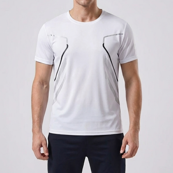 Mörkgrå funktionell träningst-shirt för herr från sidan