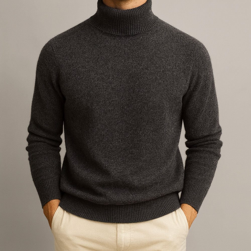 Grå polotröja för herr med textur, perfekt för höstmode och vinter