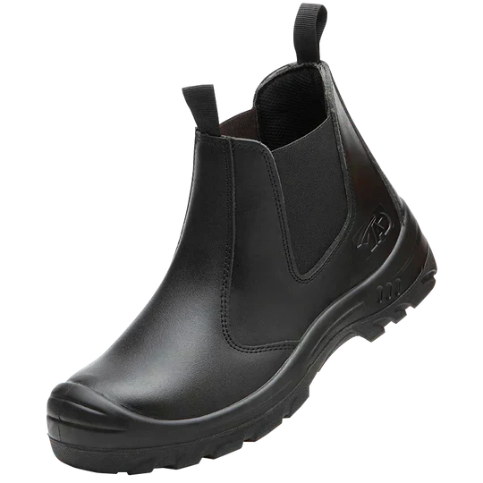 Ortopediska chelsea boots för herrar med stålhätta och halkfri sula i profil