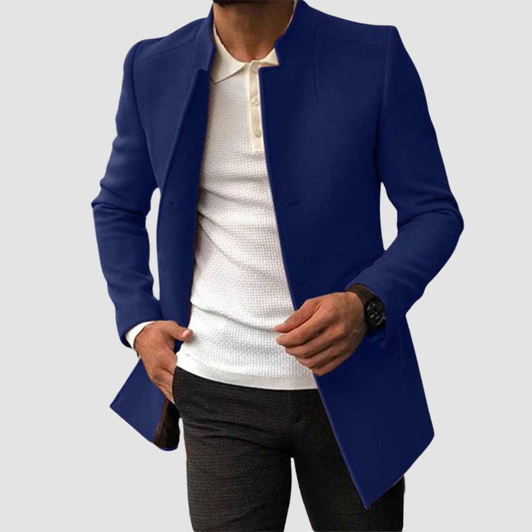 Klassisk lång herrrock i stilren design för herrmode och vinter