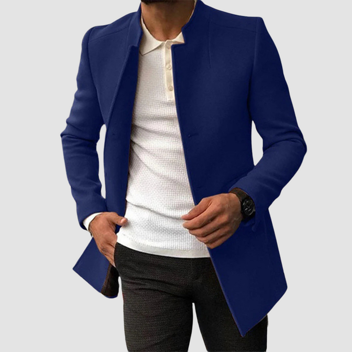 Klassisk lång herrrock i stilren design för herrmode och vinter