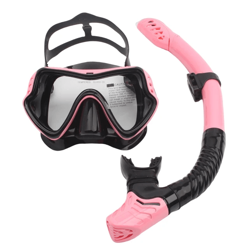 Rosa och svart snorkelset för simning och snorkling