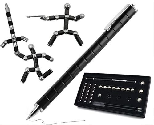 Magnetisk fidget penna med tillbehör och skapade figurer