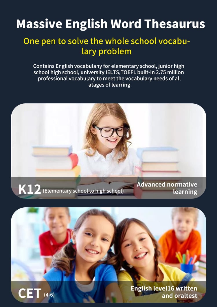 Skärmvisning på den svarta skanningspennan med meny för språk