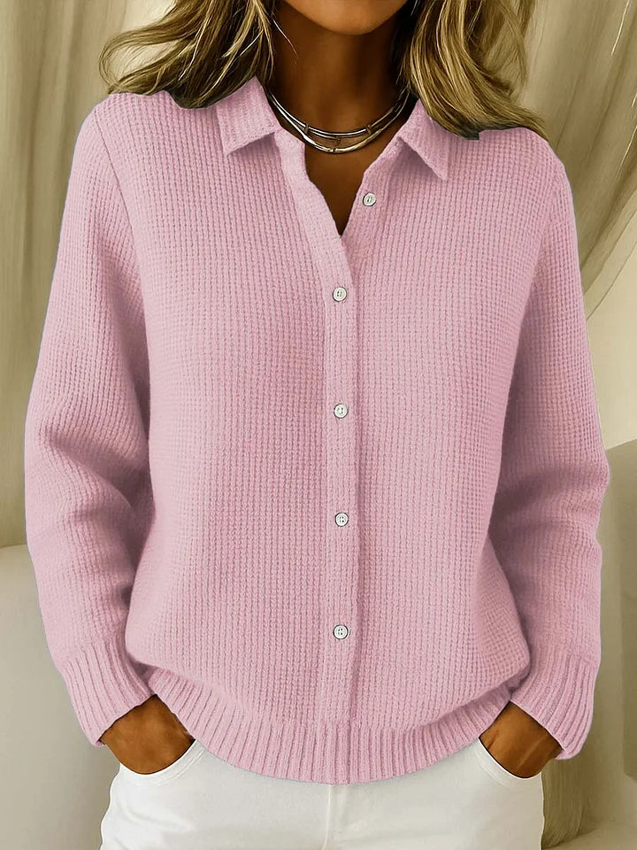 Rosa dam cardigan i mjuk stickad design